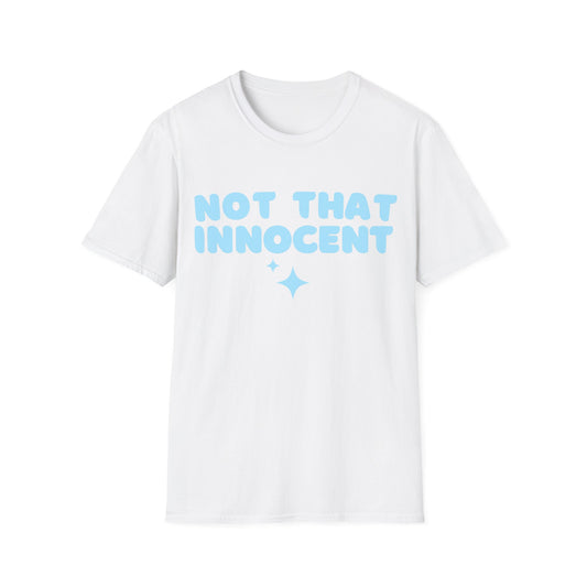 Not That Innocent Tee – Sky Blue Edition | Cool Y2K Pop Princess Nostalgia Shirt
